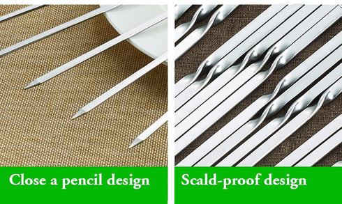 Killer's Instinct Outdoors Flat Metal Grilling Skewers Wider Thicker Stainless Steel Reusable BBQ Sticks Barbecue Skewers 140.160.05 (Set of 24) Barbecue Sticks Metal Kebab Skewers For Grilling