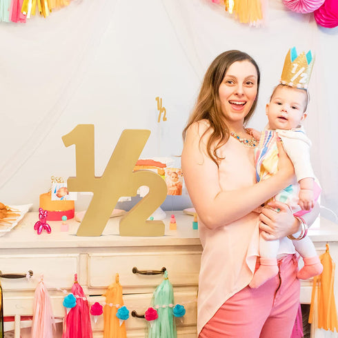 Wooden Half Sign 1/2 Baby Birthday Party Supplies Photo Prop for 6 Months Birthday Birthday Decor Age Sign Large Numbers