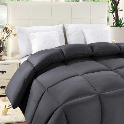 Utopia Bedding Comforter Duvet Insert - Quilted Comforter with Corner Tabs - Box Stitched Down Alternative Comforter (Twin, Grey)