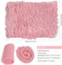 4 Pcs Newborn Photography Props Outfits- Baby Long Ripple Wrap and Toddler Swaddle Blankets Photography Mat with Cute Headbands for Infant Boys Girls(0-12 Months) (Pink)