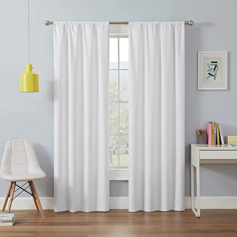 ECLIPSE Kendall Modern Blackout Thermal Rod Pocket Window Curtain for Bedroom or Living Room (1 Panel), 42" x 95", White