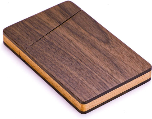 MaxGear Business Card Holder Wood Business Card Holders, Business Card Case Name Card Holder for Men Pocket Card Holder with Magnetic Closure, Walnut Beech