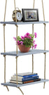 Sorbus Wood Hanging Shelf 3-Tier Rustic Wood Swing Storage Shelves Jute Rope Organizer Rack, Floating Display Shelves (Grey)