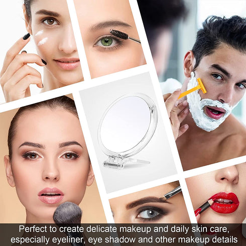 Handheld 20x Magnifying Mirror with Folding Handle, Portable Hand Mirror with Magnification for Makeup/Travel, Double Sided, Round, 6"