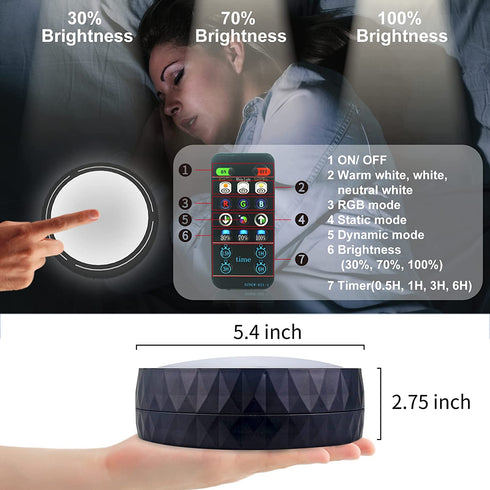 Battery Powered Ceiling Light, Starxing 5 inch Wireless Puck Lights with Remote Control, Shower Lights Fixture with DC Charger (Black)