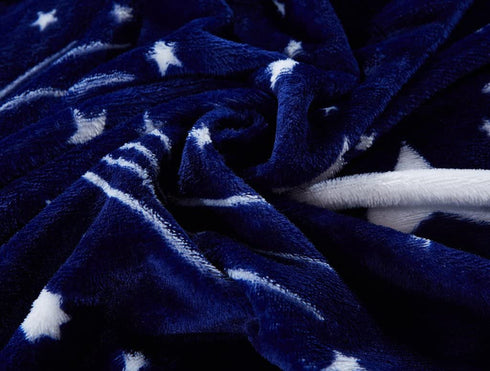 ChezMax Throw Blanket Ultra Soft Blanket Quilt Lightweight Plush Fleece Bed Blanket Cozy Towel Blanket Breathable Warm Throw for Stadium Couch Bed Sofa Chair Office Car Starry Sky Blue Full (71"X79")