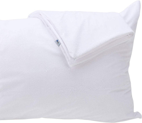 Kingnex Feather Proof Pillow Protectors King Size with Zipper Set of 2 - 100% Waterproof - Down Proof - Bamboo Terry Surface