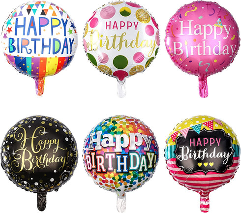 Sharlity Happy Birthday Foil Mylar Helium Balloon, 18" Round Foil Balloon, Pack of 30