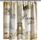 Paris Shower Curtain Eiffel Tower Shower Curtain Love Paris Fabric Bath Curtain Set with Hooks 70X70 Inches (Brown)