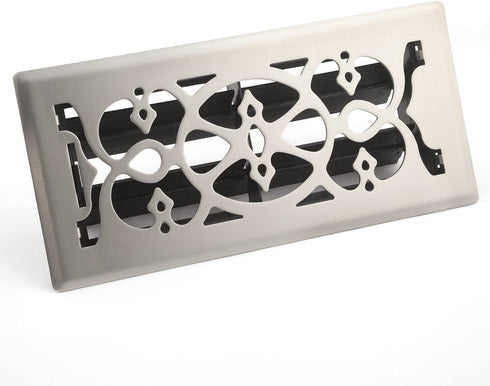 Accord AMFRSNV410 Victorian Floor Register, 4-Inch x 10-Inch(Duct Opening Measurements), Satin Nickel