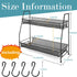Yancorp Spice Rack Organizer for Countertop 2 Tier Bathroom Shelf Organizer with 4 Hooks Standing Storage Rack for Kitchen Bathroom Bedroom and Office (Black)