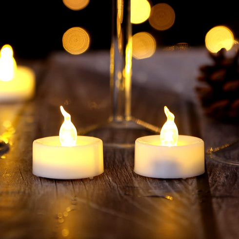 AGPTEK Timer Flickering Tea Lights 24 Pack Flickering LED Candles with Timer Battery Operated Flameless Tealight Candles for Wedding Holiday Party Home Decoration Warm White