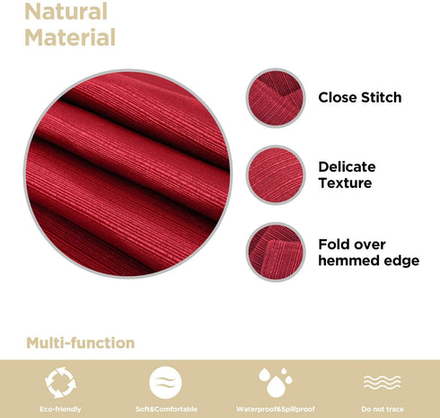 Christmas Luxury Stripe Fabric Table Cloths, Heavy Weight 100% Polyester Tablecloths Washable, No Iron, Water Resistance Soil Resistant Holiday Table Cover for Dining,60 Inch x 84 Inch Oblong,Burgundy