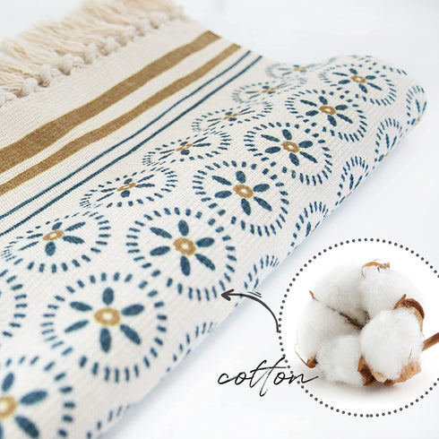 MARSAULE Boho Woven Cotton Floral Area Rug with Tassel, 2x3 feet Washable Decorative Mat with Fringe, Throw Rug for Home, Living Room, Kitchen Floor, Laundry Room, Bathroom