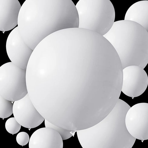 100 Pieces Latex Balloons Different Sizes 18/12/10/5 Inch Party Balloon Kit for Halloween Christmas Thanksgiving Baby Shower Wedding Birthday Bride Balloon Party Decoration (White)