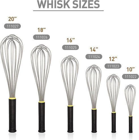 Matfer Bourgeat Piano Whisk with Exoglass Handle, 10", Professional Stainless Steel Wire Kitchen Whisk