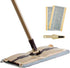 Eyliden Flat Mop - 2pcs Reusable Microfiber Mop Pads, Telescopic Handle and Dirt Removal Scraper - Professional Cleaning Tool for Home Commercial Hardwood, Laminate, Tile Floors