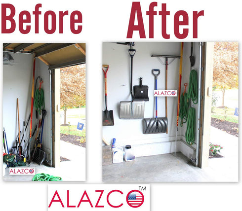 ALAZCO 16 Black Vinyl Coated Steel Wall Mount Screw-in Heavy Duty Tool Holders 4? Utility U-Hooks for Garage Workshop Storage Hang Shovels Rakes Brooms Garden Tools Sports Equipment Tennis Racket
