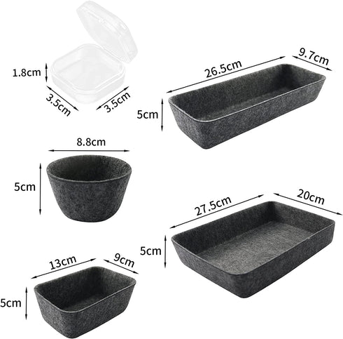 Drawer Organizer Trays, 12 Pack Home Office Desk Space Divider Bins for Jewelry Makeup Art Pens Craft Tools Storage, Utensils in Bedroom Dresser, Makeup Drawer Organizer Bathroom Drawer Organizers (Dark gray)