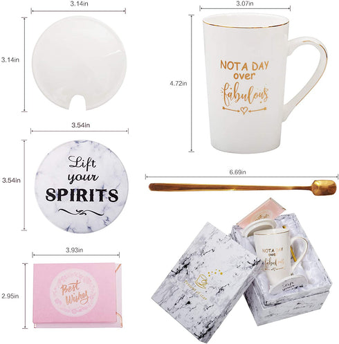 Jumway Not A Day Over Fabulous Mug - Birthday Gifts for Women - Funny Birthday Gift Ideas for Her, Friends, Coworkers, Her, Wife, Mom, Daughter, Sister, Aunt Ceramic Marble Mug 14 Oz White