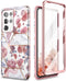 SURITCH Phone Case for Samsung Galaxy S21 Ultra 6.8 inches Slim Fit, Front Cover with Built-in Screen Protector Smooth Back Cover Full Body Protection Shockproof Bumper, Rose Marble