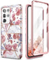 SURITCH Phone Case for Samsung Galaxy S21 Ultra 6.8 inches Slim Fit, Front Cover with Built-in Screen Protector Smooth Back Cover Full Body Protection Shockproof Bumper, Rose Marble