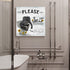 ZEREAA Bathroom Pictures for Wall Decor Sign Please Seat Yourself, Framed Funny Bathroom Wall Art Elephant Sit on Toilet Grey Canvas Wall Art for Bedroom Living Room Kitchen Office, 14x14inch