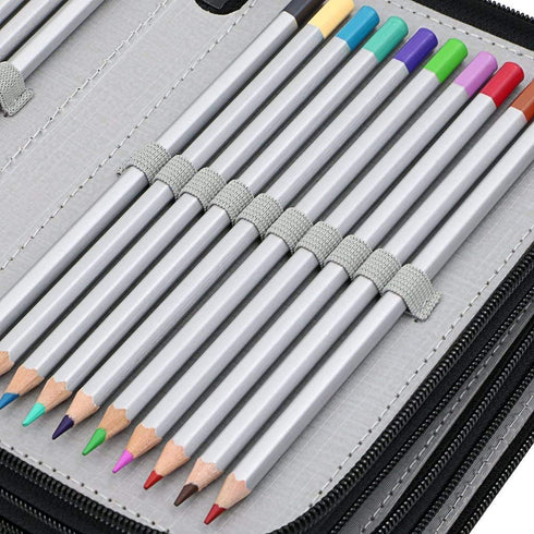 Pencil Case 72 Slots Large Capacity Pens Case Pencil Pouch Wrap Coloring Pencil Holder Organizer Stationary Bag with Interior Zippered Pocket