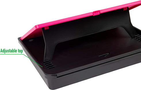 Mind Reader Adjustable Lap Desk with Storage Comfortable, Portable Laptop Stand, Built-in Cushion for Comfort, 11.25" L x 15" W x 3.25" H, Pink