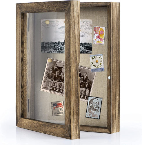 Love-KANKEI Shadow Box Frame 8x10 Shadow Box Display Case with Linen Back Memorabilia Awards Medals Photos Memory Box Carbonized Black