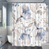 LORIE Blossoming Bluish Hibiscus Shower Curtain White Background Waterproof Fabric Bath Curtain Home Bathroom Bathtubs Decor