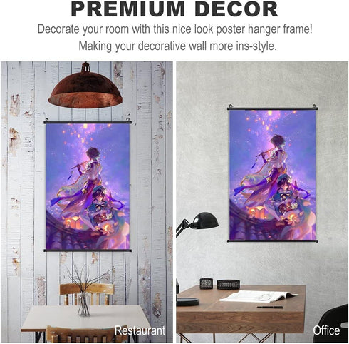Game Characters Xiao and Venti Scroll Painting Bedroom Modern Family Decor Canvas Wall Art Picture Print (16 x 24/20 x 28) Inches