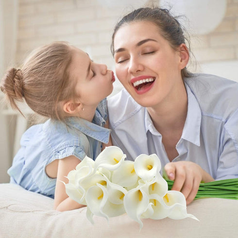 EZFLOWERY 20 Artificial Calla Lily Flowers Real Touch Latex Arrangement Bouquet Wedding Centerpiece Room Office Party Home Decor, Excellent Gift Idea (Small - 20 Pack, White)