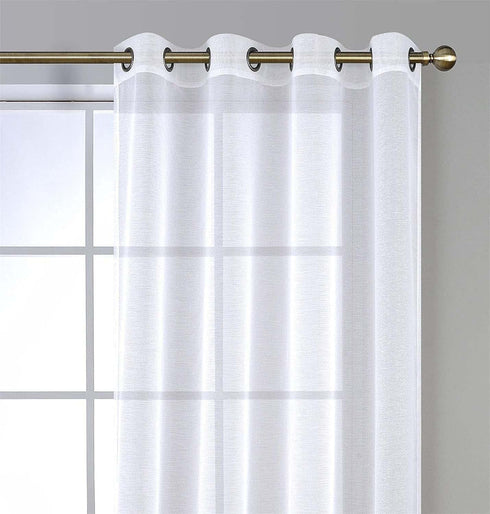 MIUCO 2 Panels White Curtains Grommet Textured Solid Sheer Curtains 84 Inches Long for Bedroom (2 x 54 Wide x 84" Long) White