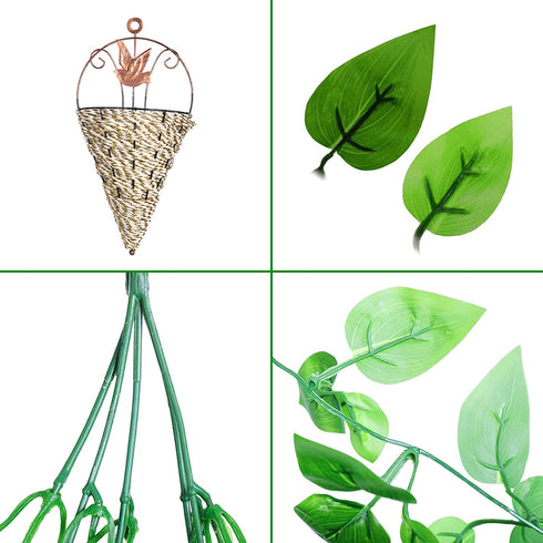 BABEIYXM Artificial Hanging Plants 2pcs Set,3.6 Feet Fake Hanging Plants Artificial Ivy Fakev Leaves,Suitable for Wall Indoor Outdoor Garden Wedding Decoration (with Basket)