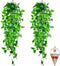BABEIYXM Artificial Hanging Plants 2pcs Set,3.6 Feet Fake Hanging Plants Artificial Ivy Fakev Leaves,Suitable for Wall Indoor Outdoor Garden Wedding Decoration (with Basket)