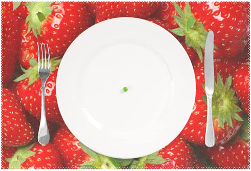 WOZO Red Strawberry Fruit Placemat Table Mat 12" x 18" Polyester Table Place Mat for Kitchen Dining Room 1 Piece