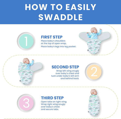 Delta Children Little Lambs Adjustable Swaddle Wrap, Premium Cotton, Unisex, Size Large, Fits Babies 3-6 Months, 14-18 lbs, Pack of 4