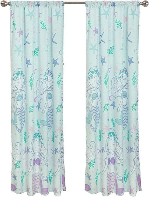 Kidz Mix Mystical Mermaid Window Curtains, 48x84, Blue