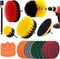 20Pcs Drill Brush Attachments Set,Scrub Pads and Sponge, Power Scrubber Brush with Extend Long Attachment All Purpose Clean for Grout, Tiles, Sinks, Bathtub, Bathroom, Kitchen