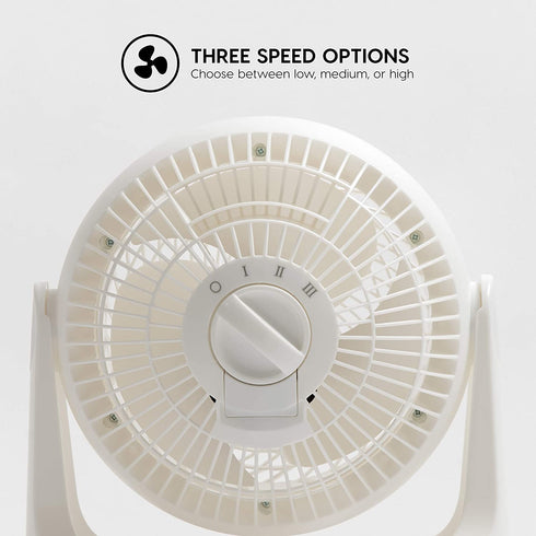 IRIS USA WOOZOO Air Circulator Fan, Vortex Fan, Desk Fan, Portable Fan, 3 Speed Settings, 360 Tilting Head, 52ft Max Air Distance, Medium, Whtie