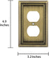 Henne Bery Sunken Pearls Decorative Wall Plate Switch Plate Outlet Cover (Single Duplex, 3PK, Antique Brass)