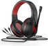 Anivia MH601 Headphones with Microphone LED Wired Headset with Active Noise Canceling Microphone, 3.5mm Audio Jack Stereo Headphone - Red (Game/Work/School)