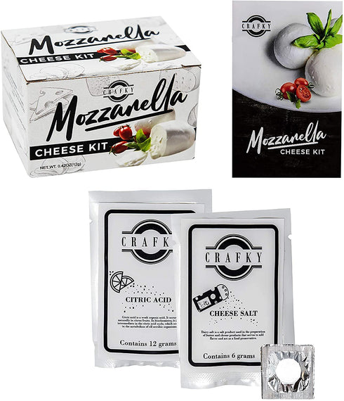 Crafky Premium Quick and Easy DIY Cheese Kit, with Cheese Salt, Citric Acid and Vegetarian Rennet