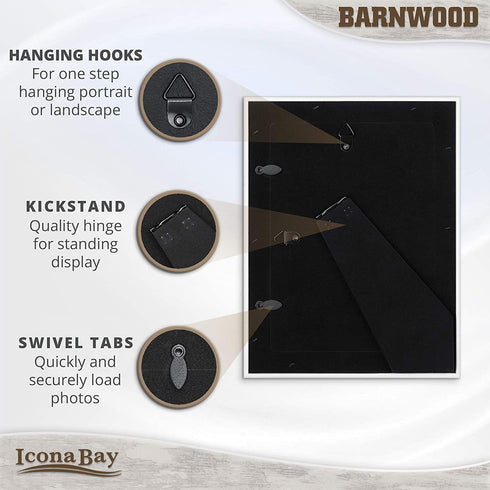 Icona Bay 5x7 Picture Frame (Pony Gray, 3 Pack), Country Rustic Style 5 x 7 Photo Frame, Table Top or Wall Mount, Barnwood Collection