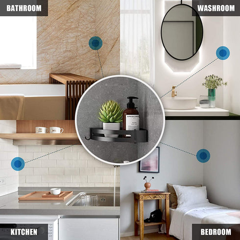 FRABERY 2 Tier Bathroom Corner Shelves, Adhesive Shelf Shower Organizer, Corner Floating Shampoo Holder, Shower Shelf No Drilling