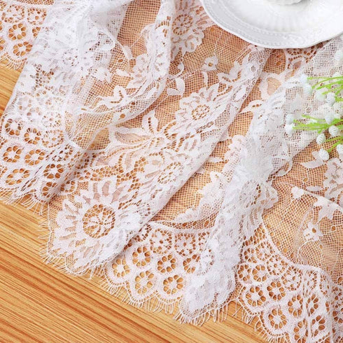 White Lace Tablecloth Rectangle 2 Pieces 60x120 Inch Embroidered Lace Rustic Table Cover for Birthday Party Wedding Baby Bridal Shower