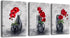 EBENG Flower Wall Decor for Living Room Bathroom Bedroom Kitchen Office Canvas Art Farmhouse Modern Framed Paintings Artwork Home Prints with Wood Fram Size 3 Pieces 12x16 in, Black and Red