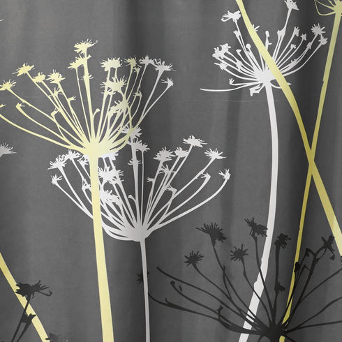 iDesign Thistle Fabric Shower Curtain for Master, Guest, Kids', College Dorm Bathroom, 72" x 72", Gray and Yellow