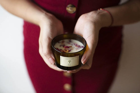 Rose & Sandalwood Scented Soy Candles for Home Scented | Wood Wicked Candles| Crackling, All Natural Candles | Aromatherapy Scented Candle| Rose Scented Candles | Paris Highly Scented Candles for Home